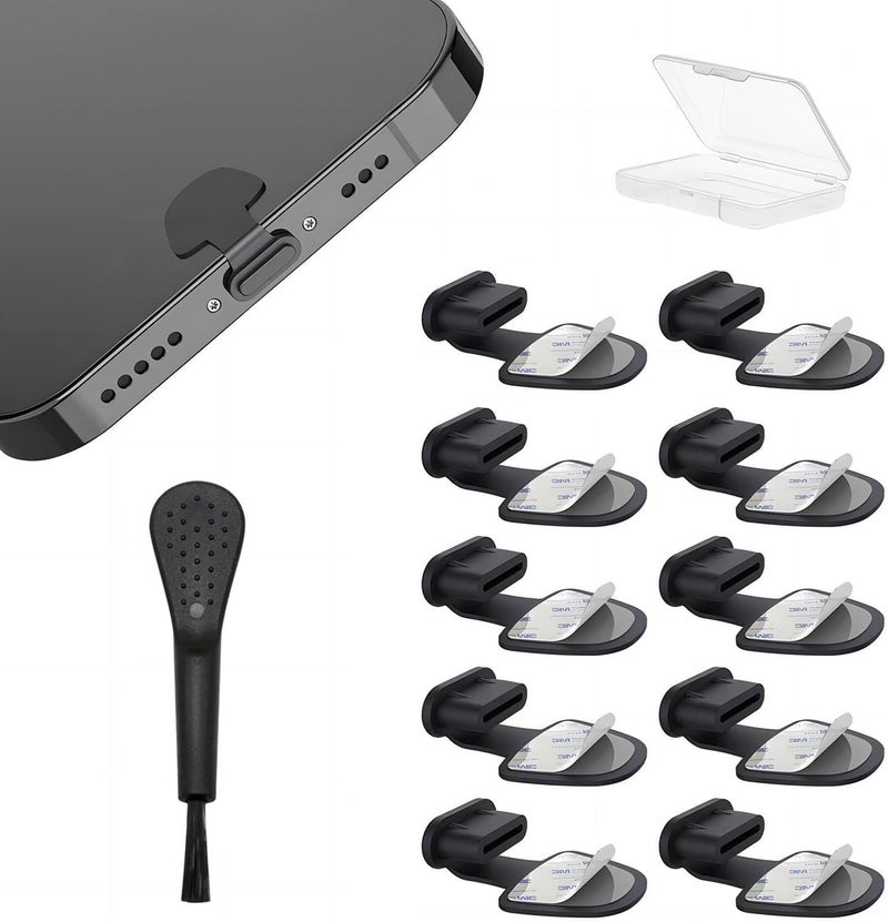 HUACAA 10 PCS Type C Anti Dust Plugs Cover Type C Port iPhone Dust Plug, USB C Dust Cover, Anti-Lost USB C Charging Port Dust Covers Protectors for iPhone 15/16/17 Plus Pro Max, Samsung (Type-C dust Cap) - Image 1
